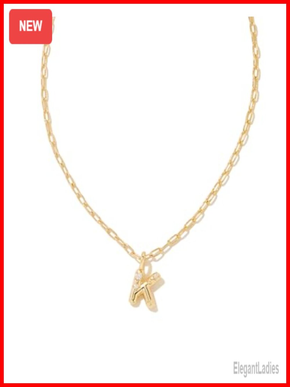 Crystal Letter K Pendant Necklace Gold-Plated 16" w/ 3" Extender CZ Sparkle